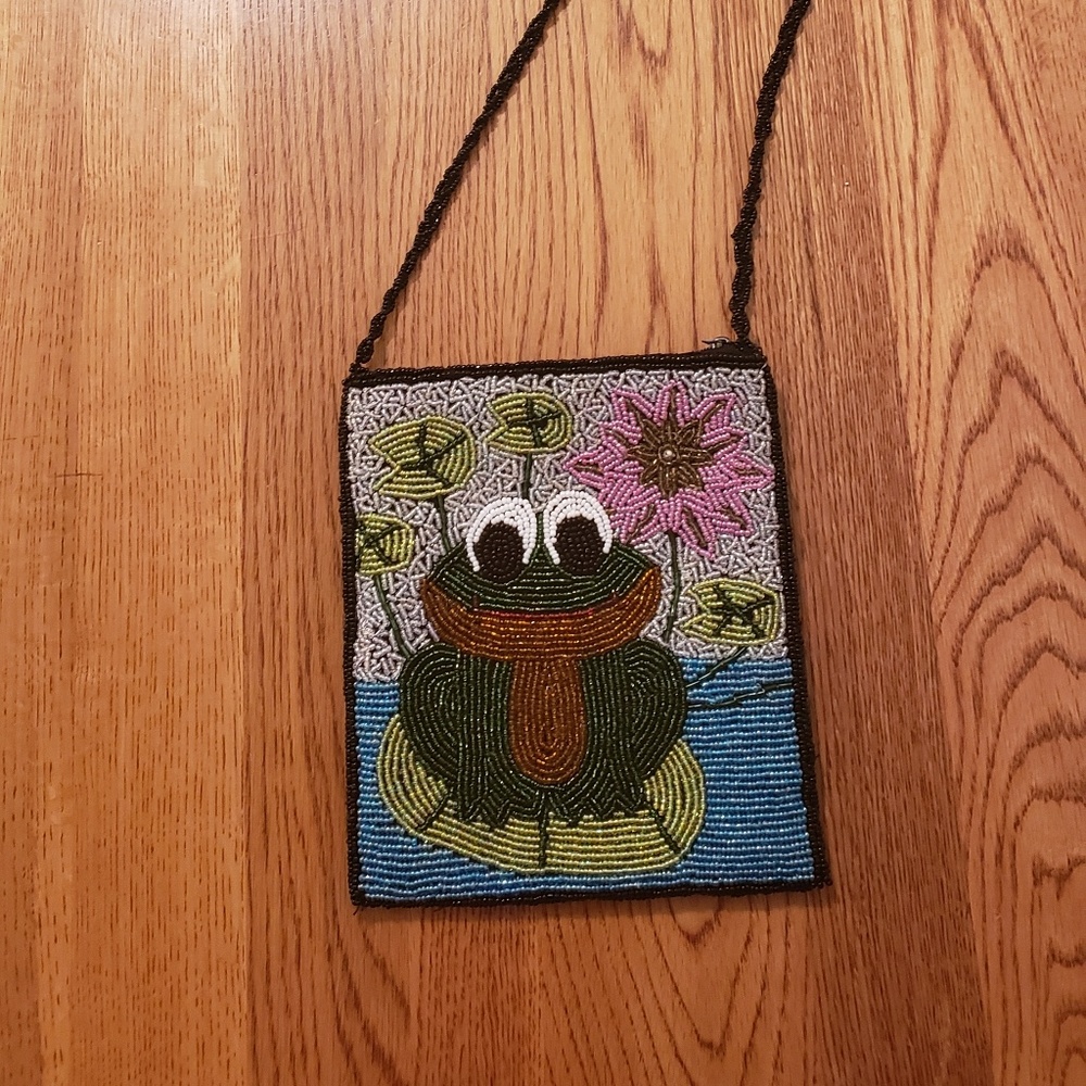 Ermo Beaded Frog Handbag Crossbody Mini Carryall